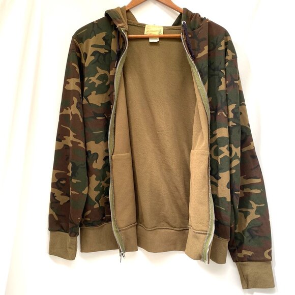 VTG Sears Fieldmaster Mens Camo Hoodie Jacket Sz L Green Full Zip Grunge Outdoor - Picture 5 of 9
